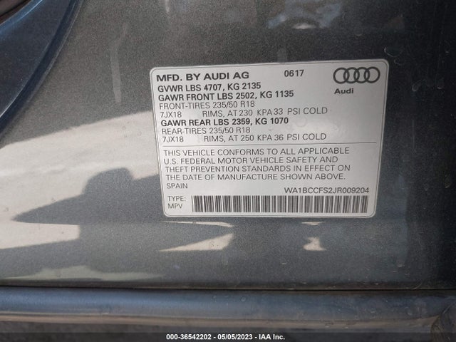 WA1BCCFS2JR009204 Audi Q3 Premium/sport Premium