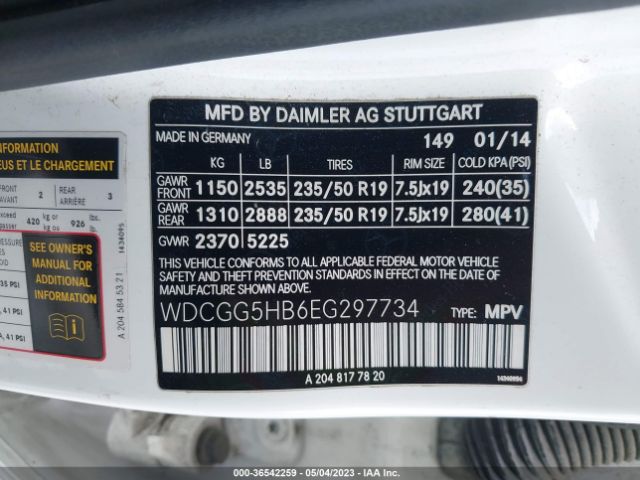 WDCGG5HB6EG297734 Mercedes-Benz Glk-class Glk 350