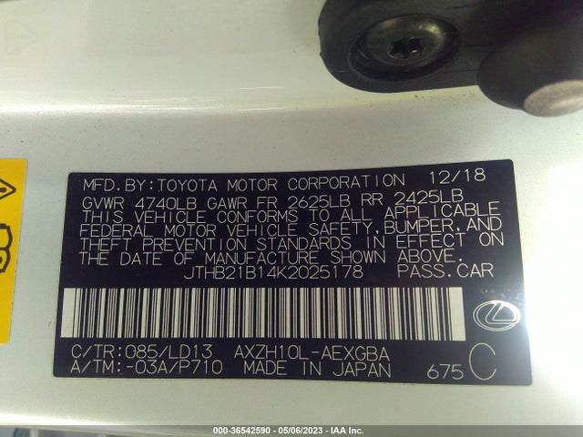 JTHB21B14K2025178 Lexus Es Es 300h