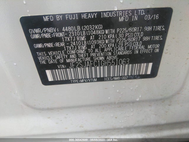 JF2SJAFC1GH551063 Subaru Forester 2.5i Premium