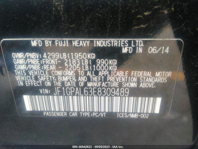 JF1GPAL63E8309489 Subaru Impreza 2.0i Sport Premium