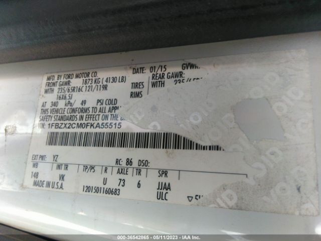 1FBZX2CM0FKA55515 Ford Transit Wagon Xl/xlt