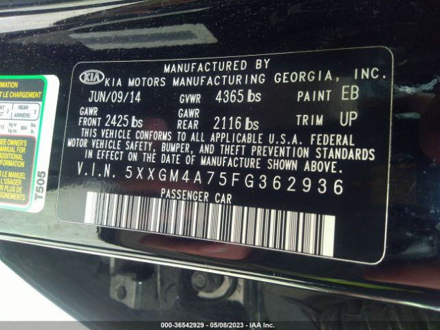 5XXGM4A75FG362936 KIA Optima Lx