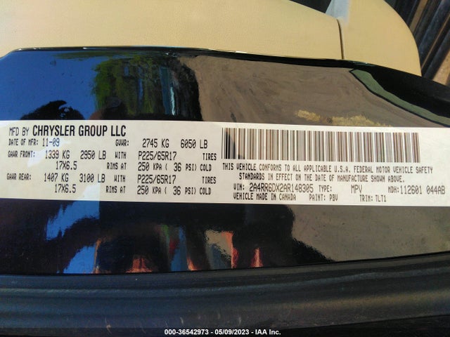 2010 CHRYSLER TOWN & COUNTRY LIMITED VIN: 2A4RR6DX2AR148305