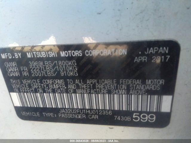 JA32U2FU1HU012356 Mitsubishi Lancer Es/le