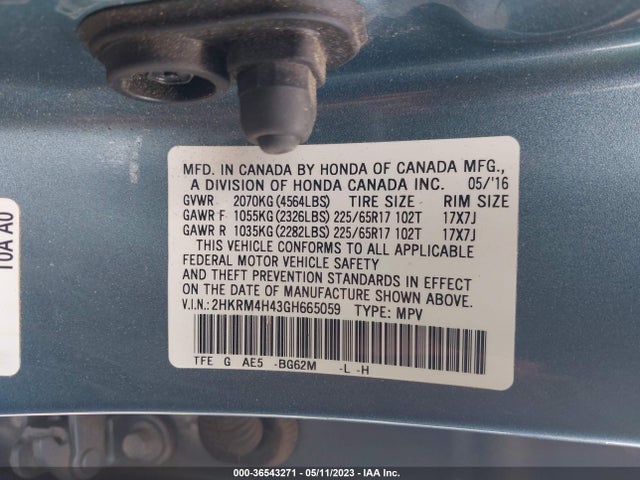 Honda CR-V SE 2016 2HKRM4H43GH665059 Image 9