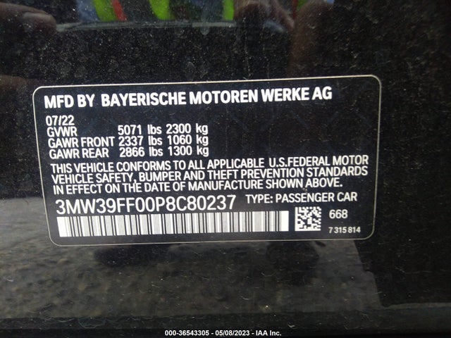BMW 3 Series 330e 2023 3MW39FF00P8C80237 Image 9