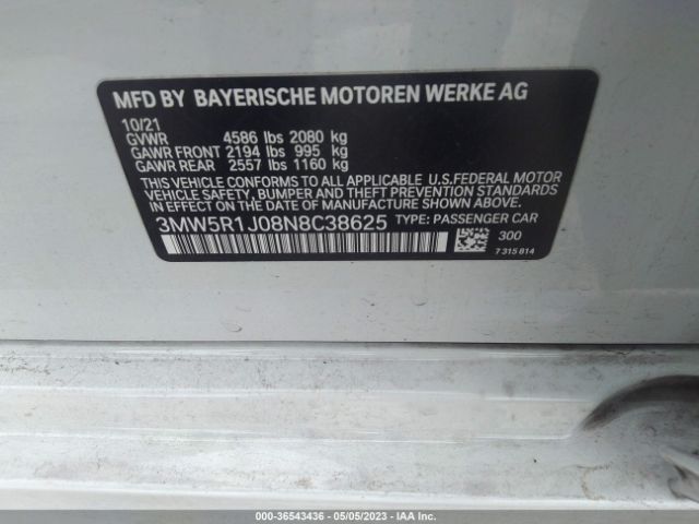 3MW5R1J08N8C38625 BMW 3 Series 330i