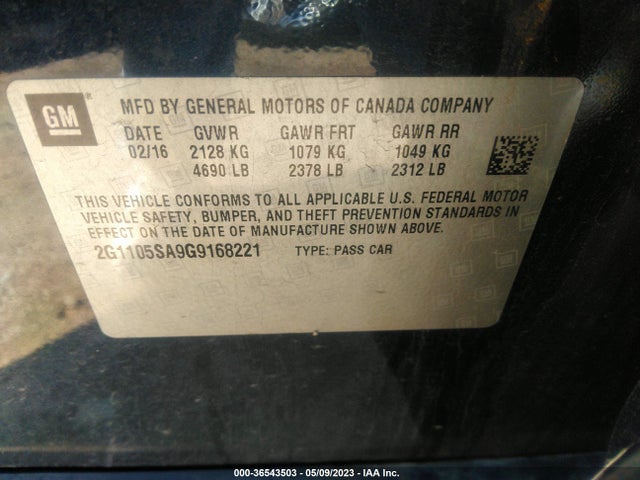 Chevrolet lcv -sidi, dcvcp, vvt, dcvcp, e85 max, e0-e100, aluminum 2016 2G1105SA9G9168221 Image 21