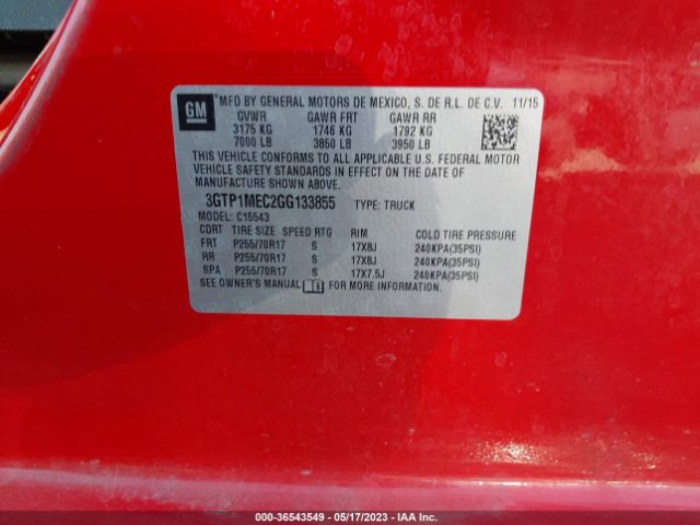 3GTP1MEC2GG133855 GMC Sierra 1500 Sle