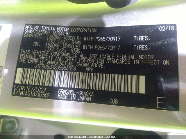 Toyota 4RUNNER SR5 2018 JTEBU5JR2J5556558 Image 11