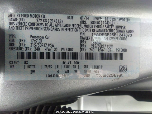 Ford FOCUS SE 2014 1FADP3F25EL247873 Image 11