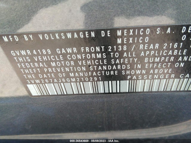 3VW267AJ6GM210291 Volkswagen Jetta Sedan 1.4t S W/technology