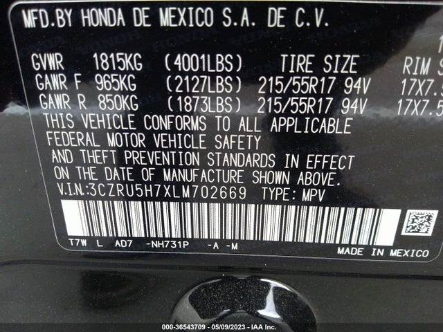 Honda Hr-v Ex-l 2020 3CZRU5H7XLM702669 Image 10