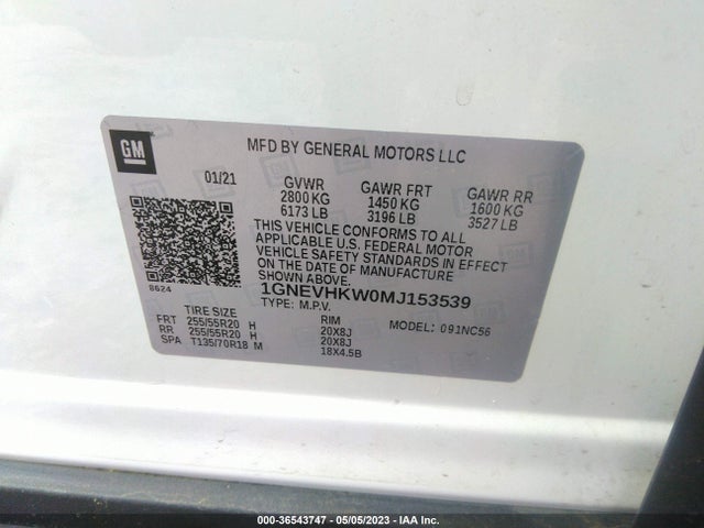 Chevrolet Traverse Lt Leather 2021 1GNEVHKW0MJ153539 Image 9