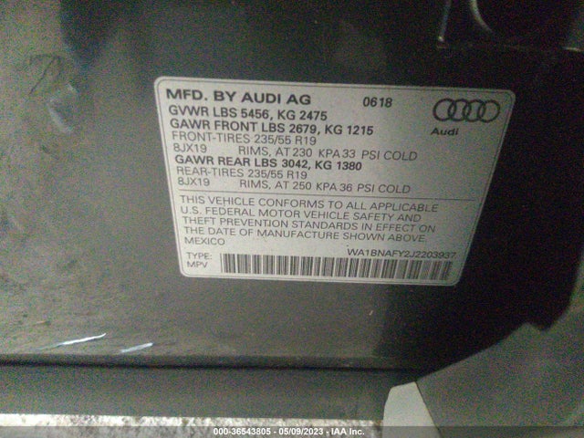 WA1BNAFY2J2203937 Audi Q5 Premium Plus