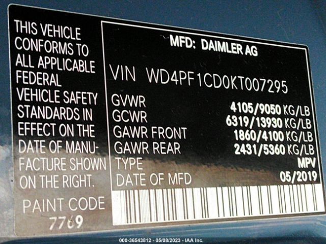 WD4PF1CD0KT007295 Mercedes-Benz SPRINTER VAN