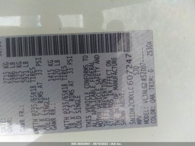 5N1DR2CMXLC607247 Nissan Pathfinder Sl
