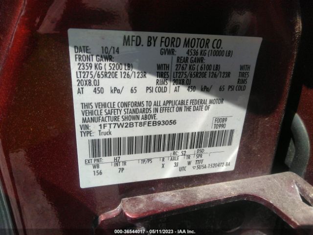 1FT7W2BT8FEB93056 Ford Super Duty F-250 Srw Lariat/platinum