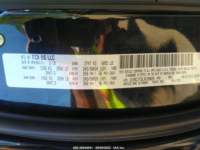2C4RC1FG5JR189020 Chrysler Pacifica Touring Plus