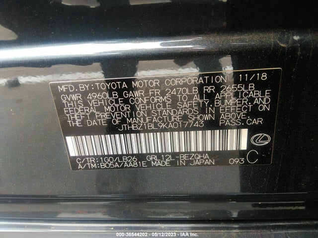 JTHBZ1BL9KA017743 Lexus Gs Gs 350