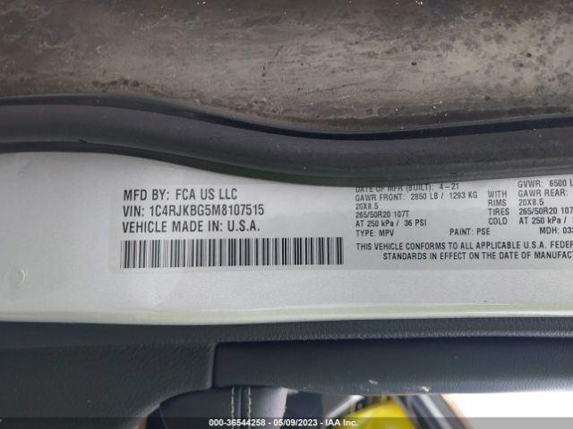 1C4RJKBG5M8107515 Jeep Grand Cherokee L Limited