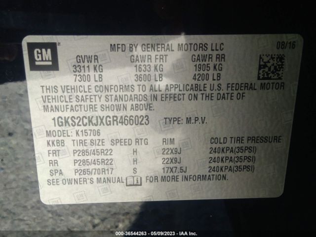 1GKS2CKJXGR466023 GMC YUKON DENALI
