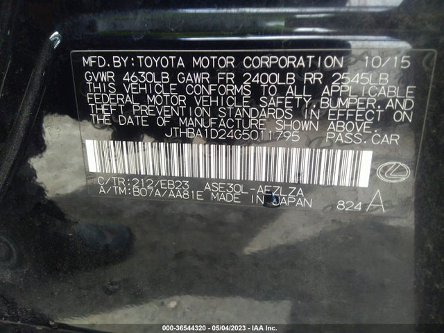 JTHBA1D24G5011795 Lexus IS 200T