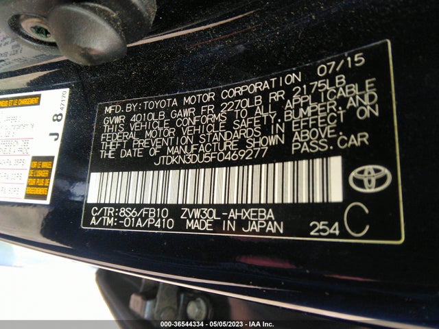 Toyota Prius Four 2015 JTDKN3DU5F0469277 Image 10