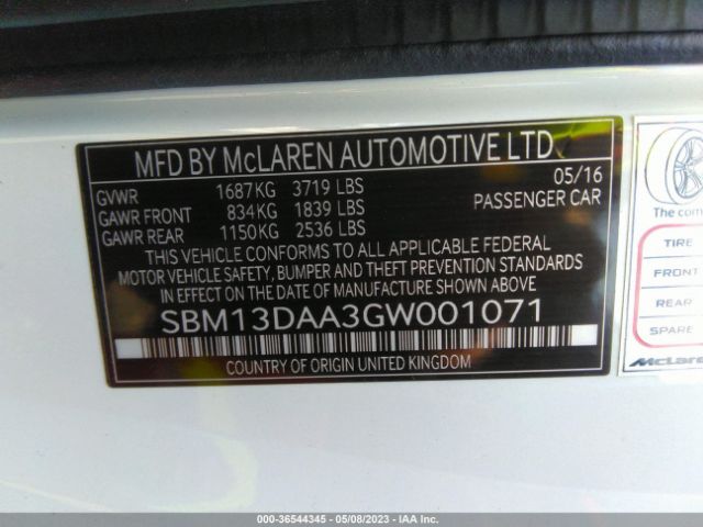 SBM13DAA3GW001071 Mclaren 570S