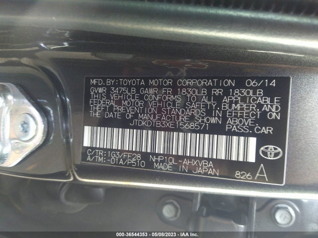 Toyota Prius C One/three/two/four 2014 JTDKDTB3XE1568571 Image 10