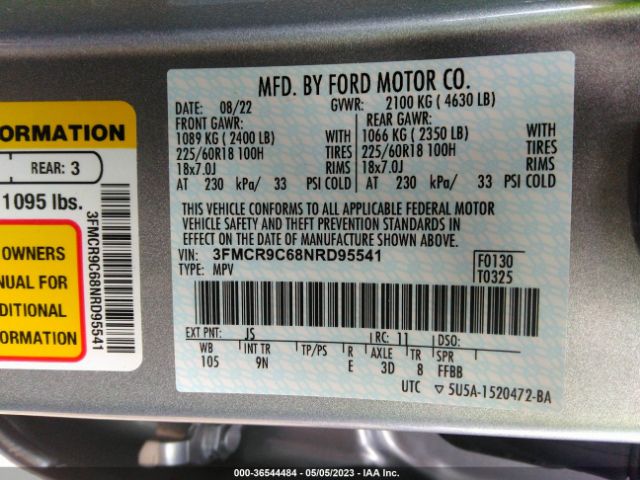 3FMCR9C68NRD95541 Ford Bronco Sport Outer Banks