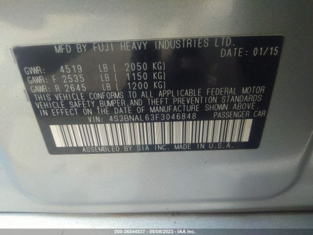 4S3BNAL63F3046848 Subaru Legacy 2.5i Limited