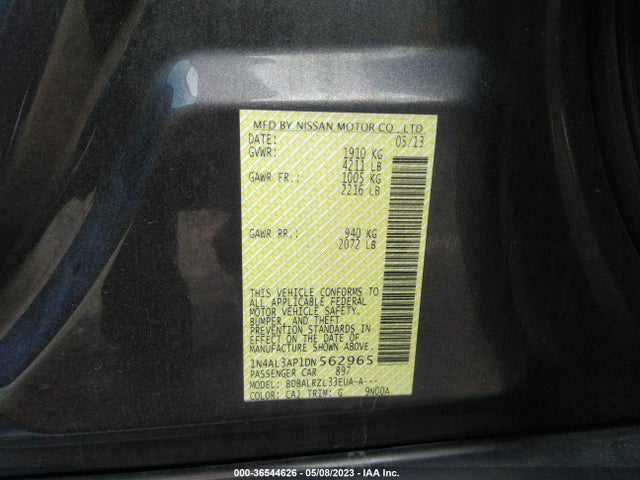 2013 NISSAN ALTIMA 2.5 S VIN: 1N4AL3AP1DN562965