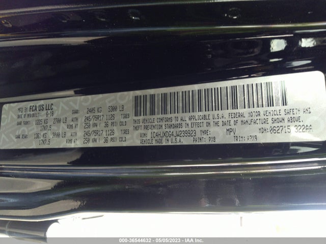 1C4HJXDG4JW239923 Jeep Wrangler Unlimited Sport S