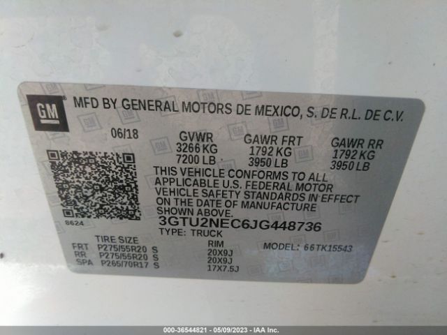3GTU2NEC6JG448736 GMC Sierra 1500 Slt