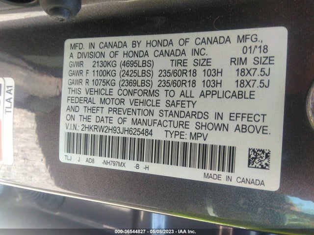 Honda Cr-v Touring 2018 2HKRW2H93JH625484 Image 9