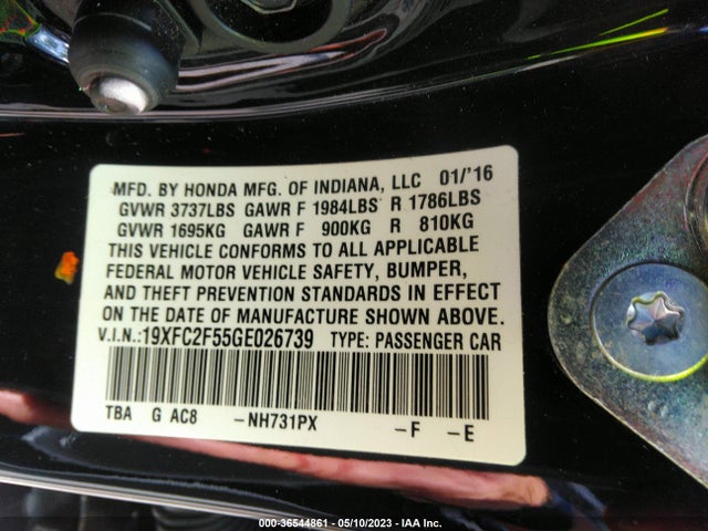 Honda Civic Sedan Lx 2016 19XFC2F55GE026739 Image 9