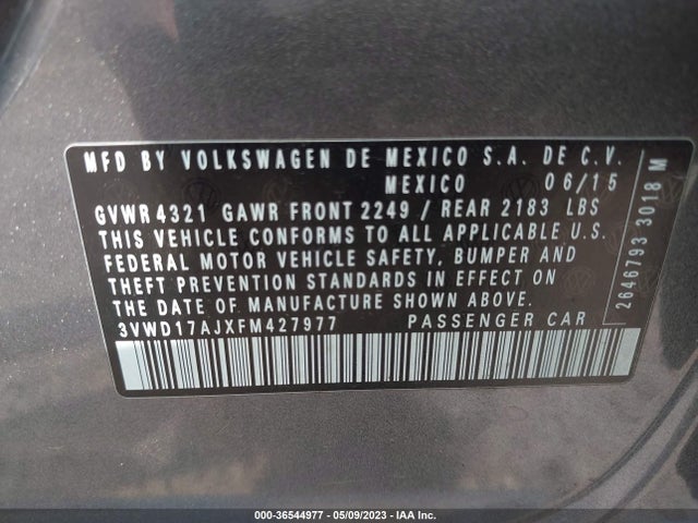 3VWD17AJXFM427977 Volkswagen Jetta Sedan 1.8t Sport