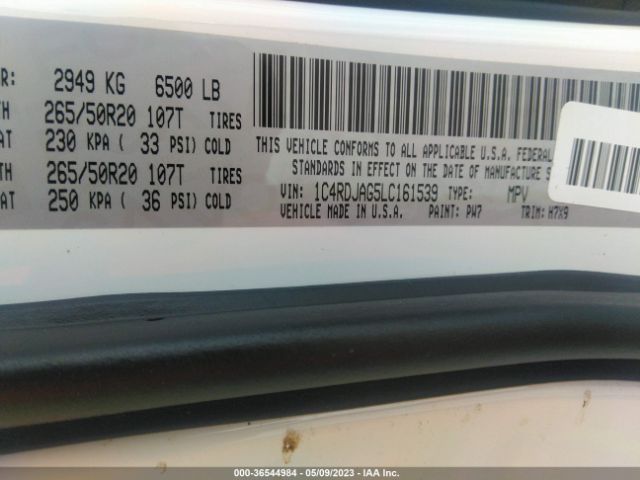 1C4RDJAG5LC161539 Dodge Durango Sxt Plus