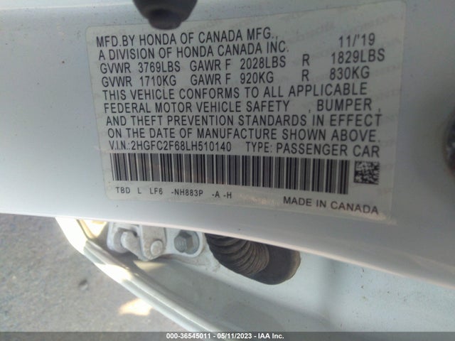 Honda Civic Sedan Lx 2020 2HGFC2F68LH510140 Image 9
