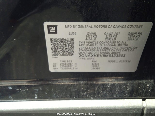 Chevrolet EQUINOX LT 2021 2GNAXKEV8M6123503 Image 9