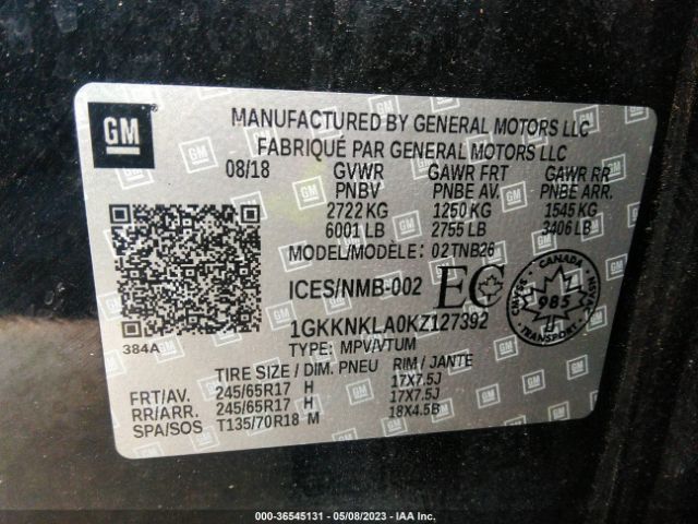 1GKKNKLA0KZ127392 GMC ACADIA SLE