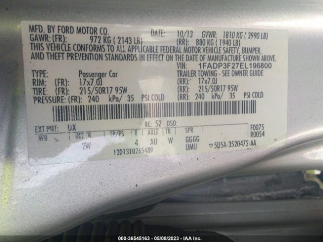 1FADP3F27EL196800 Ford FOCUS SE