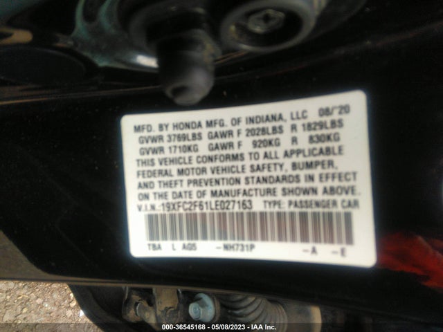 Honda Civic Sedan Lx 2020 19XFC2F61LE027163 Image 9