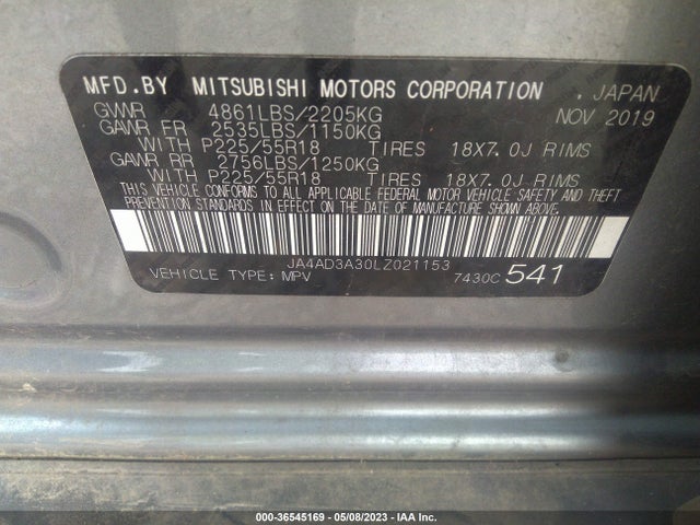 JA4AD3A30LZ021153 Mitsubishi Outlander Sel