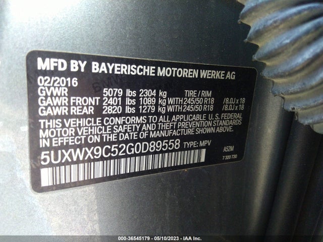 5UXWX9C52G0D89558 BMW X3 Xdrive28i