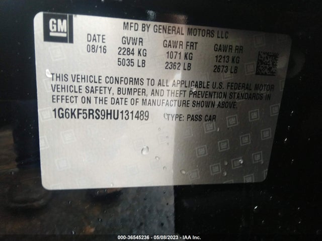 1G6KF5RS9HU131489 Cadillac Ct6 Sedan Premium Luxury Awd