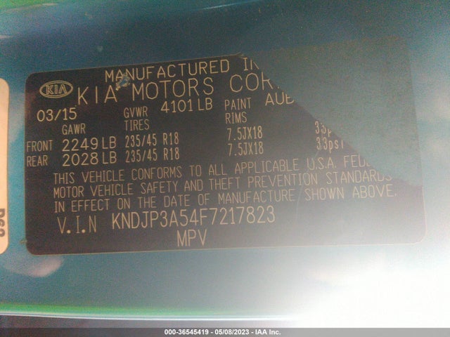 KIA SOUL + 2015 KNDJP3A54F7217823 Image 10