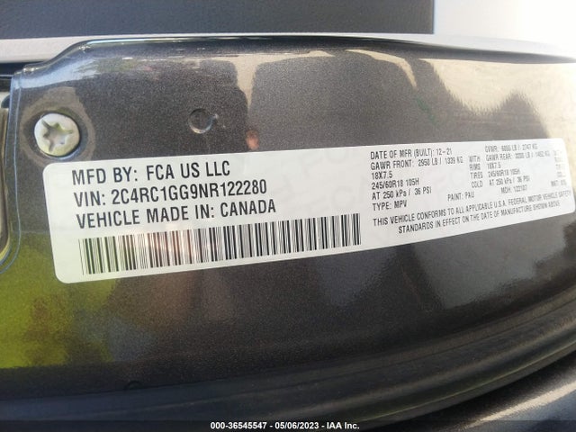 Chrysler Pacifica Limited 2022 2C4RC1GG9NR122280 Image 11
